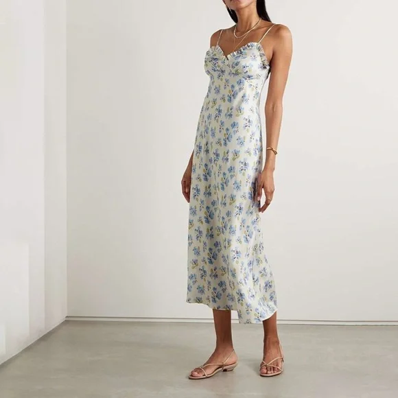 DÔEN ruffled floral-print midi dress size 2 - Picture 4 of 14